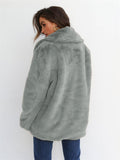 themeisles Fashion Solid Color Sexy Plush Lapel Coat