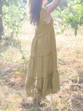 themeisles Solid Color Sleeveless Loose V-Neck Midi Dresses