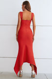 themeisles Ruched Sweetheart Neck Hem Detail Dress