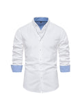 themeisles Slim Lapel Single-breasted Shirt Men's Casual Versatile Fashion Solid Color Colorblocking Long-sleeved Tops Men's Cardigan