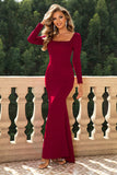 themeisles Square Neck Long Sleeve Dress