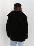 themeisles Fashion Solid Color Sexy Plush Lapel Coat