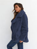 themeisles Fashion Solid Color Sexy Plush Lapel Coat