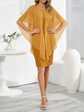 themeisles Split-Joint Solid Color See-Through Gauze Loose Half Sleeves Mini Dresses