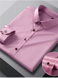 themeisles Men's Dress Shirt Button Down Shirt Silk Shirt Azure Lake blue Wine Long Sleeve Solid / Plain Color Turndown Spring & Fall Wedding Daily Wear Clothing Apparel Sexy