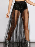 themeisles Temperament Sexy Perspective Mesh Hot Blonde Skirt Black Dresses