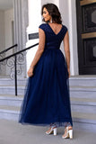 themeisles Sequin V-Neck Mesh Maxi Dress