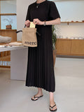 themeisles Urban Ruffled Split-Joint High Waisted Short Sleeves Midi Dress
