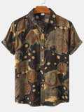 themeisles Men's Floral Short-sleeved Shirt Youth Men's Men's Shirts Spring and Summer New Short-sleeved Loose Type Lapel Shirt