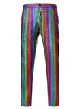 themeisles Men's Hot Gold Cool Casual Plaid Men's Trend Hip-hop Men's Mid-waist Straight Pants Casual Pants