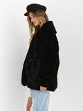 themeisles Fashion Solid Color Sexy Plush Lapel Coat