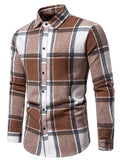 themeisles Autumn and Winter New Multi-color Men's Plaid Loose Casual Lapel Long-sleeved Shirt Thickened Shirt Cardigan