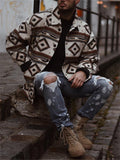 themeisles Men's Lapel Fashionable Printed Jacket