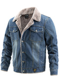 themeisles Men's Cowboy Lapel Slim-type Jacket Fall and Winter Jacket Padded Casual Men's Fashion Trend Coat Jacket