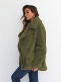 themeisles Fashion Solid Color Sexy Plush Lapel Coat