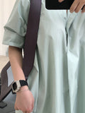 themeisles Original Solid Round-Neck Shirt Dress
