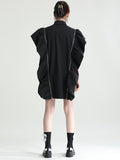 themeisles Original Solid Color Detachable Falbala Black Mini Dress