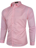 themeisles Slim Pointed Collar Clothes Fashion Color Big Yards Men's Long-sleeved Shirt Business Casual Shirt Man