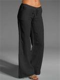 themeisles Women's Pants Trousers Linen Black White Khaki Fashion Casual Daily Side Pockets Full Length Comfort Solid Color S M L XL 2XL