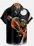 themeisles Men's Fashion Trends 3D Digital Printing Shirt Short-sleeved Shirt Summer Printing Cardigan Shirt Beach Shirt Short-sleeved