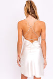 themeisles Cowl Neck Criss-cross Strap Slip Dress