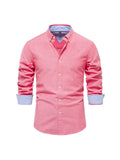 themeisles Slim Lapel Single-breasted Shirt Men's Casual Versatile Fashion Solid Color Colorblocking Long-sleeved Tops Men's Cardigan