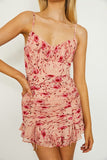 themeisles Floral Print Ruffle Ruched Cami Mini Dress
