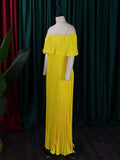themeisles Wrap Pleated Solid Color Off-The-Shoulder Evening Dresses