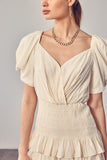 themeisles Puff Sleeves Ruffle Dress