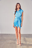 themeisles Collar Button Up Front Tie Dress