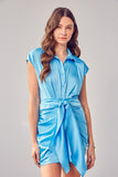 themeisles Collar Button Up Front Tie Dress