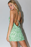themeisles Halter Cowl Neck Side Shirring Dress