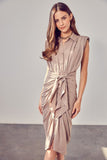 themeisles Sleeveless Button Front Tie Dress