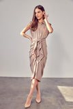themeisles Sleeveless Button Front Tie Dress