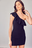 themeisles One Shoulder Ruffle Dress