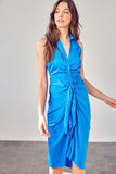 themeisles Sleeveless Collar Front Tie Dress
