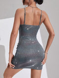 themeisles Spaghetti Strap Ruched Bodycon Dress