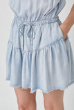 themeisles Raw Edge Detail Denim Tube Mini Dress