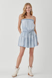 themeisles Raw Edge Detail Denim Tube Mini Dress