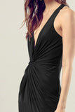 themeisles Twist-front Side Leg Slit Knit Dress