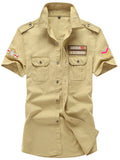 themeisles Summer New Short-sleeved Shirt Men's Solid Color Workwear Big Yards Slim Half-sleeved Shirt Men's Military Shirt