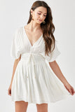 themeisles Smocked Waist With Tassel Strap Dress