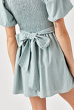 themeisles Cross Wrap Front Puff Sleeve Dress