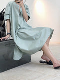 themeisles Original Solid Round-Neck Shirt Dress