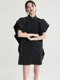 themeisles Original Solid Color Detachable Falbala Black Mini Dress