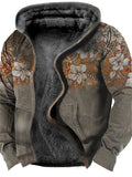 themeisles Men's Fleece Jacket Full Zip Hoodie Fleece Hoodie Sherpa Jacket Denim Blue Blue Yellow Camel Orange Hooded Tribal Graphic Prints Zipper Print Casual Daily Sports 3D Print Fleece Basic Designer Casual