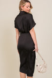 themeisles Surplice Satin Wrap Dress