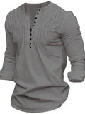 themeisles Men's Shirt Button Up Shirt Casual Shirt Black White Pink Navy Blue Blue Long Sleeve Plain Crew Neck Street Vacation Button-Down Clothing Apparel Stylish Modern Contemporary Casual