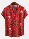 themeisles Men's Short-sleeved Shirt Men's Loose Halloween Casual Mid-sleeve Printed Lapel Short-sleeved Shirt Cardigan