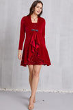 themeisles Sequin Ruffle Hem Long Sleeve Mini Dress